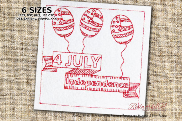 Review: 4th July American Balloons Redwork for Merch