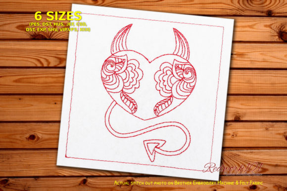 Review: Devil Heart on Valentine Pattern Redwork