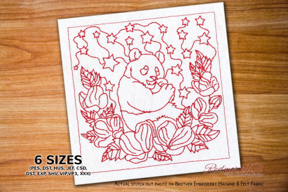 Reviewing Panda in Forest Scene Redwork