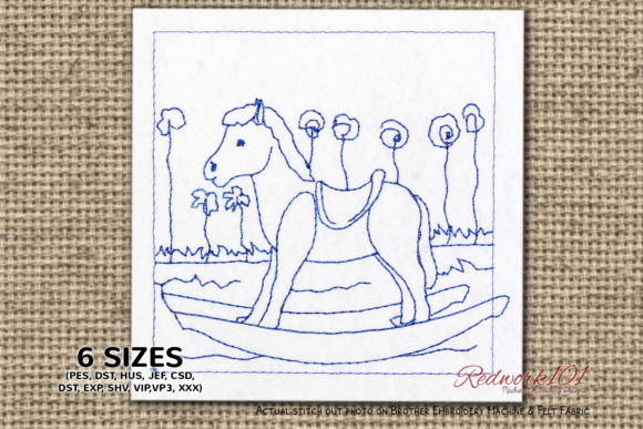 Reviewing Wooden Riding Horse Lineart for Embroidery