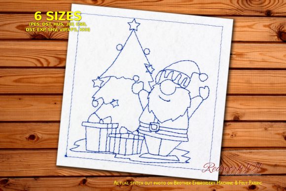 Santa Claus with Gifts Redwork Review
