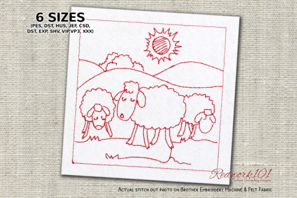 Sheep Eating Grass Redwork Review